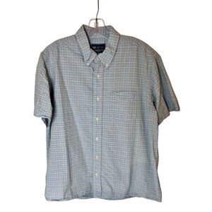 Charleston Threads Blue Seersucker Button Down Men's XL Short Sleeve Shirt